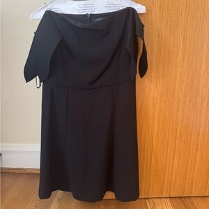 French Connection Black Off-Shoulder A-Line Midi Dress
